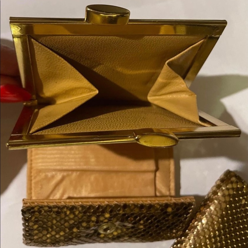 3 Vintage Whiting & Davis Gold Mesh Bifold Wallet Trifold Coin Evening Purse Bag - Picture 5 of 7